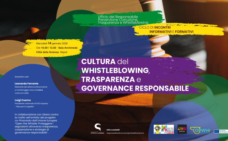 Incontro di formazione a Città della Scienza: cultura del whistleblowing, trasparenza e governance responsabile