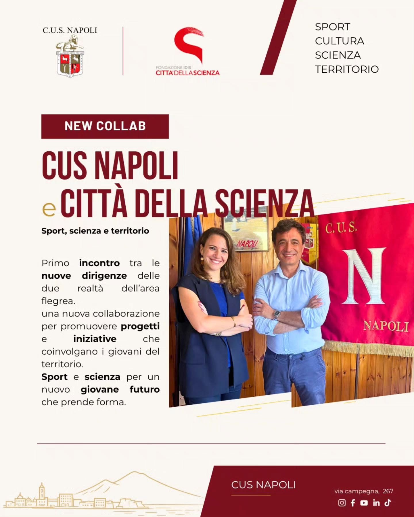 CUS Napoli e Città della Scienza: sport, scienza e territorio insieme per i giovani